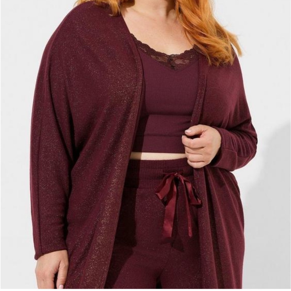 Torrid Super Soft lounge set in glittery wine color